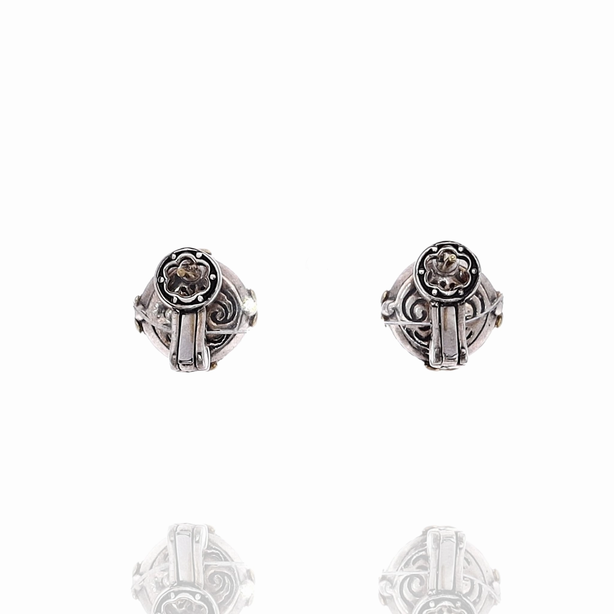 Konstantino 18k Yellow Gold Sterling Silver Blue Spinel Latch Back Stud Earrings