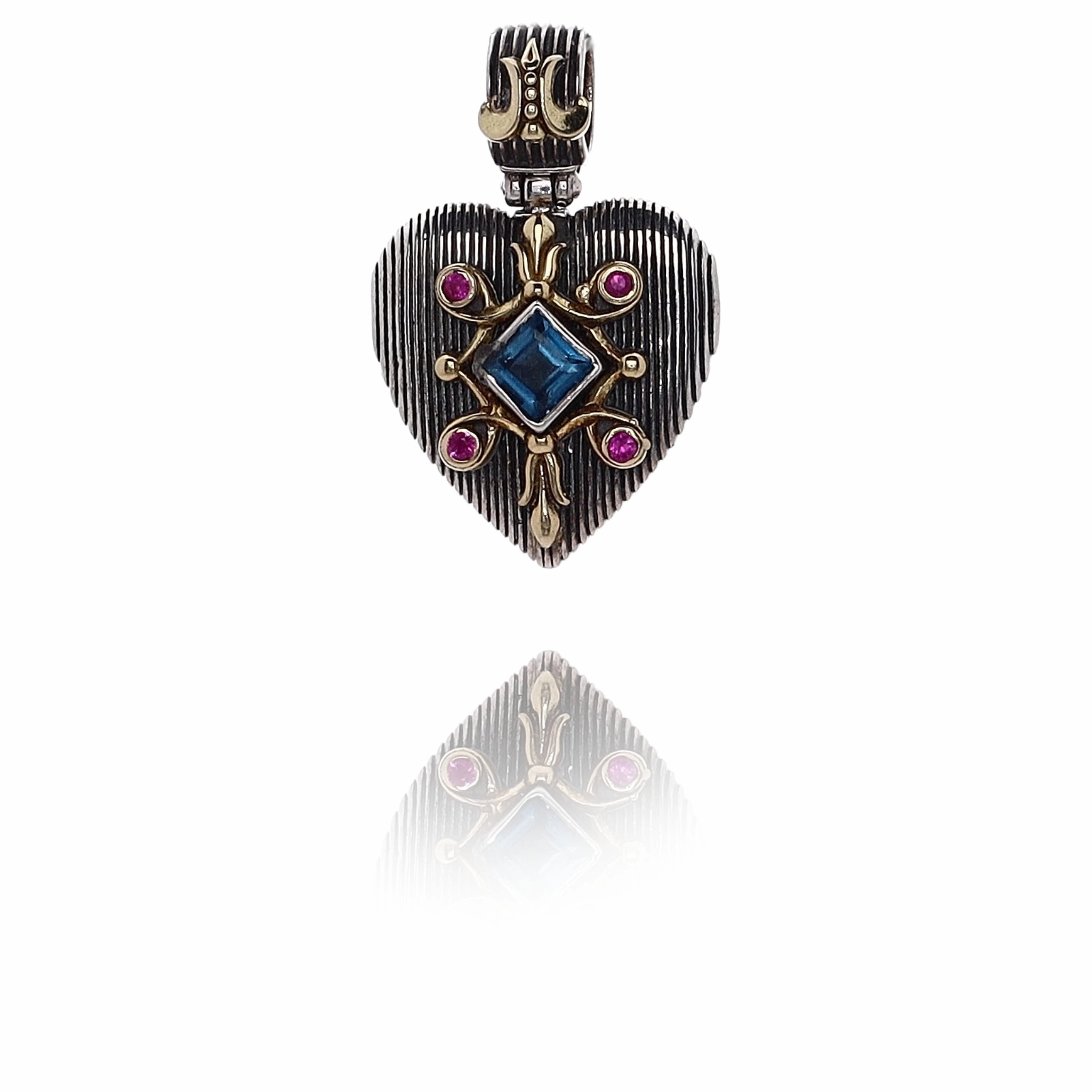 Konstantino Delos 2.0 Two-Tone Topaz and Ruby Heart Shaped Pendant