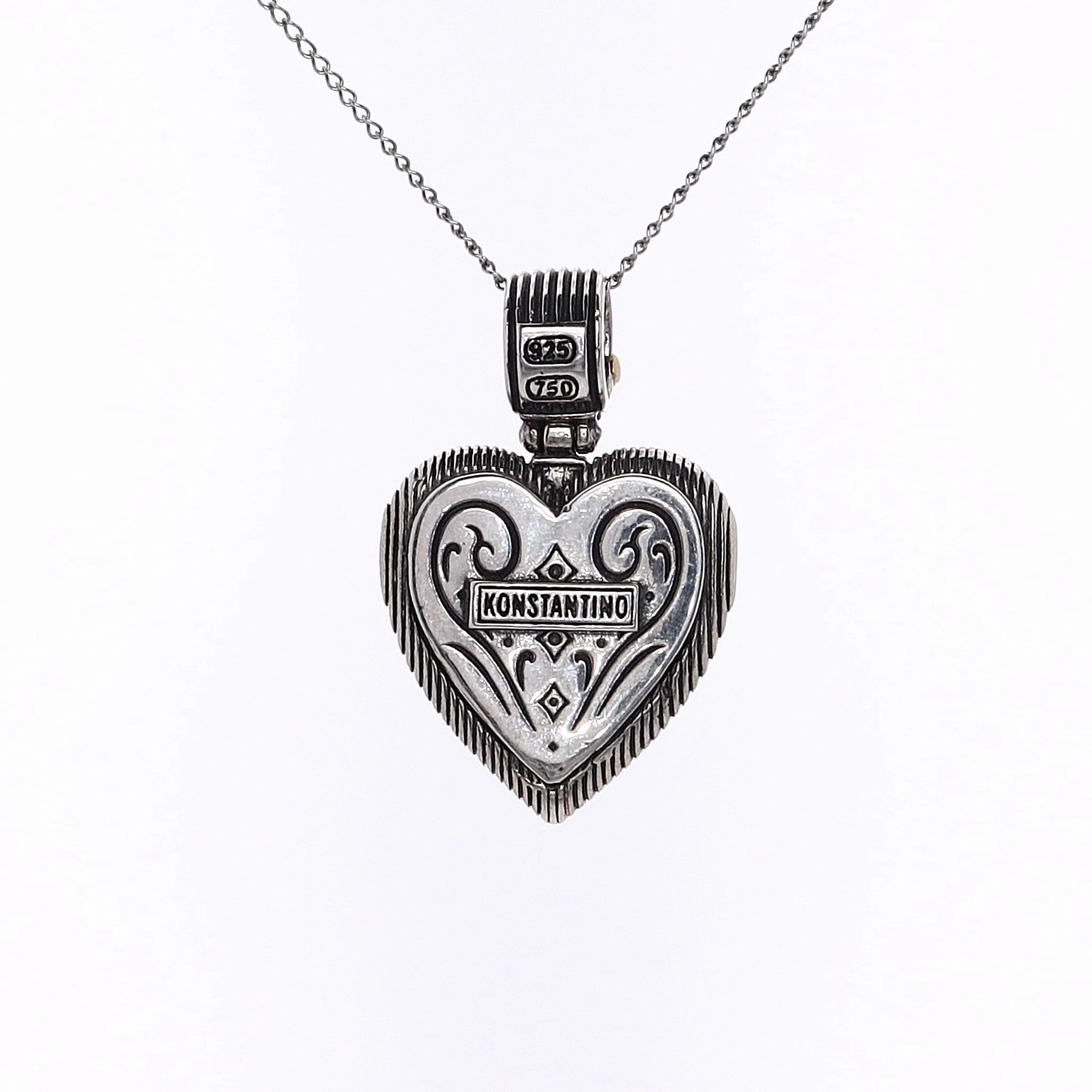 Konstantino Delos 2.0 Two-Tone Topaz and Ruby Heart Shaped Pendant