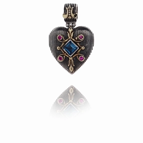 Konstantino Delos 2.0 Two-Tone Topaz and Ruby Heart Shaped Pendant