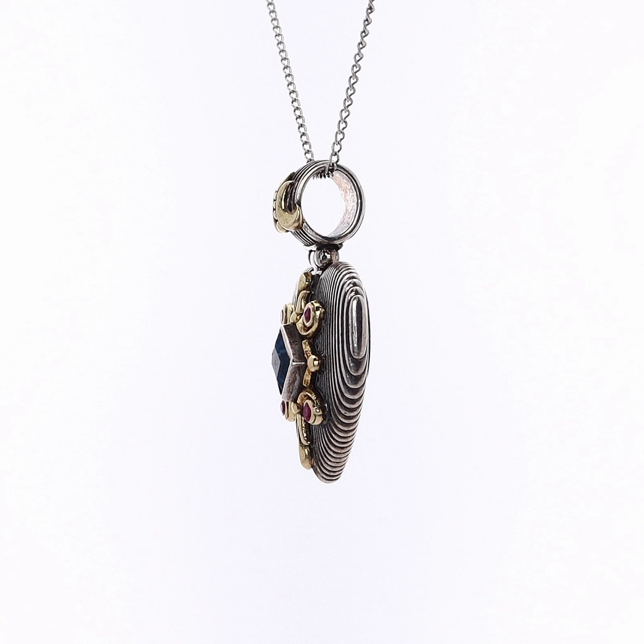 Konstantino Delos 2.0 Two-Tone Topaz and Ruby Heart Shaped Pendant