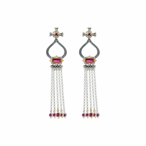 Konstantino Dome Corundum Tassle Earrings