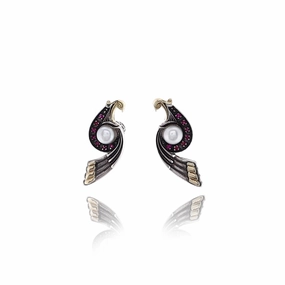 Konstantino Paradise Collection Two-Ton Corundum And Pearl Peacock Earrings