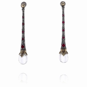 Konstantino Pythia Collection Two-Tone Crystal and Corundum Drop Earring