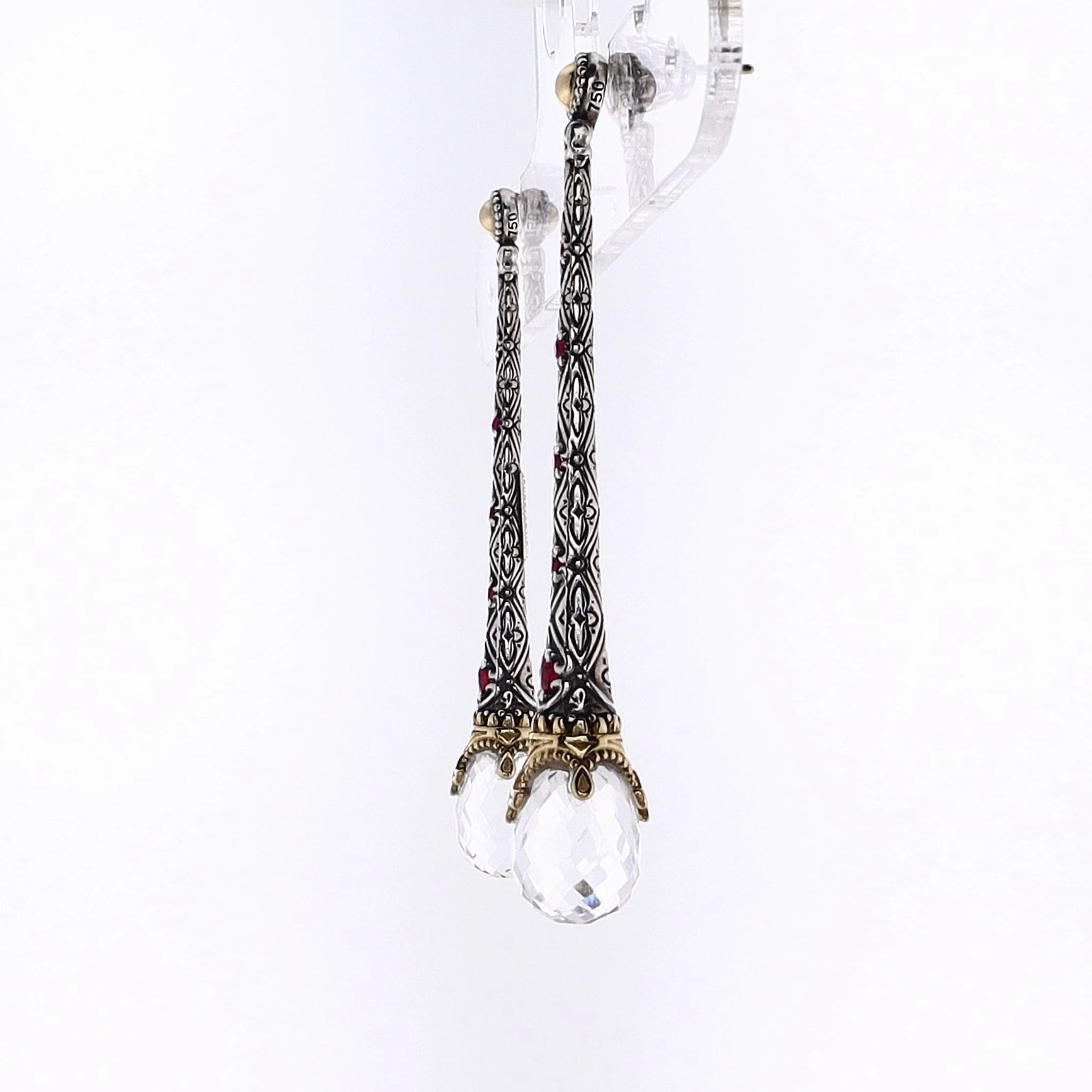 Konstantino Pythia Collection Two-Tone Crystal and Corundum Drop Earring
