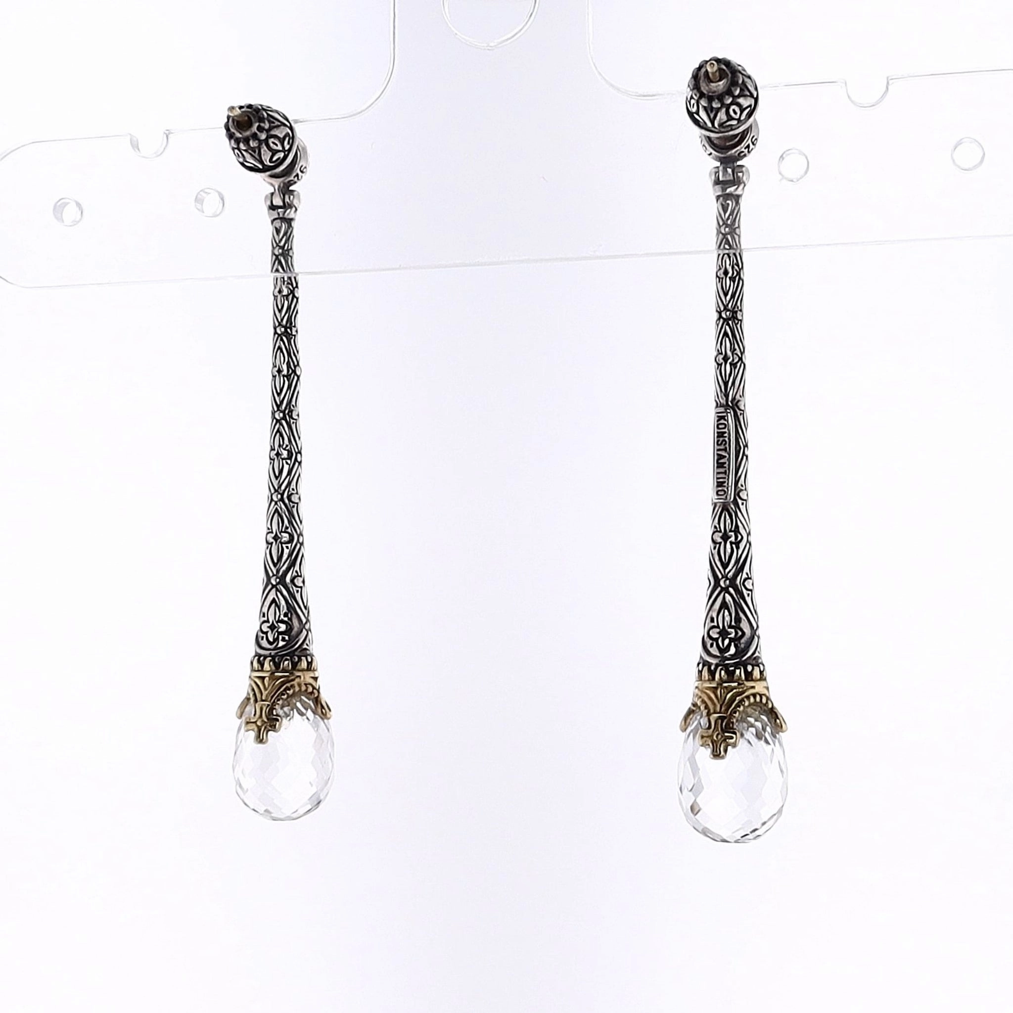 Konstantino Pythia Collection Two-Tone Crystal and Corundum Drop Earring