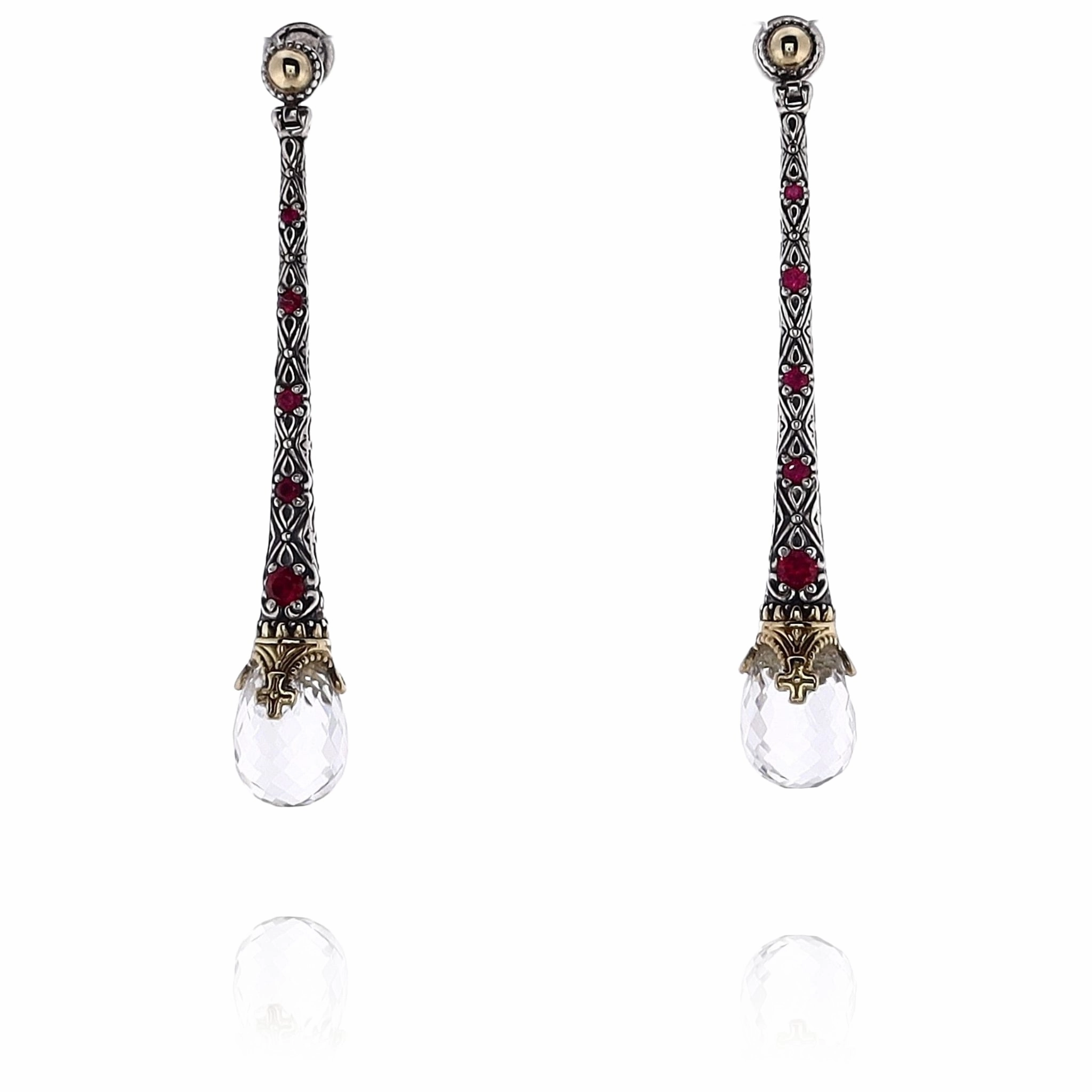 Konstantino Pythia Collection Two-Tone Crystal and Corundum Drop Earring