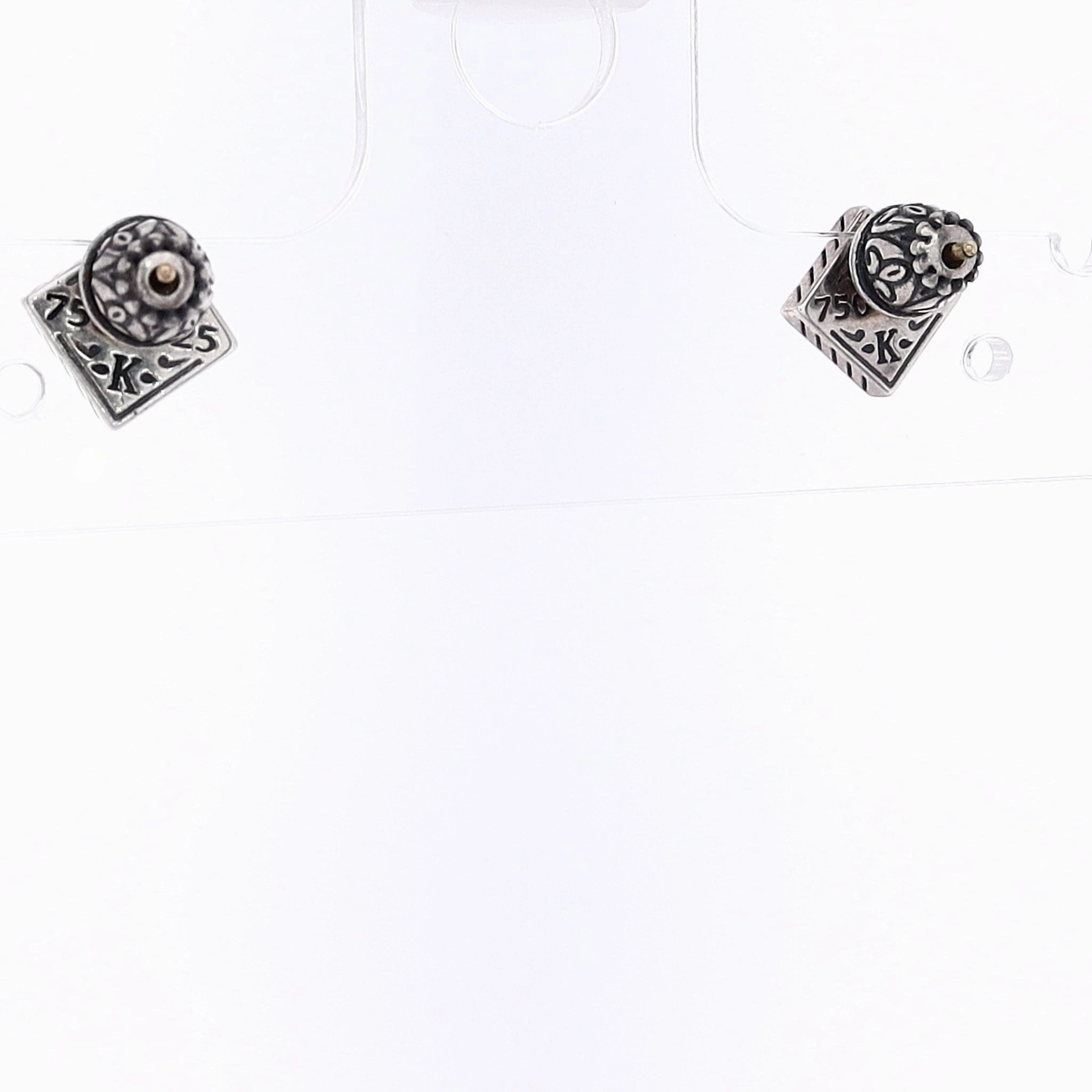 Konstantino Sterling Silver and 18 Karat Yellow Gold Square Stud Earrings