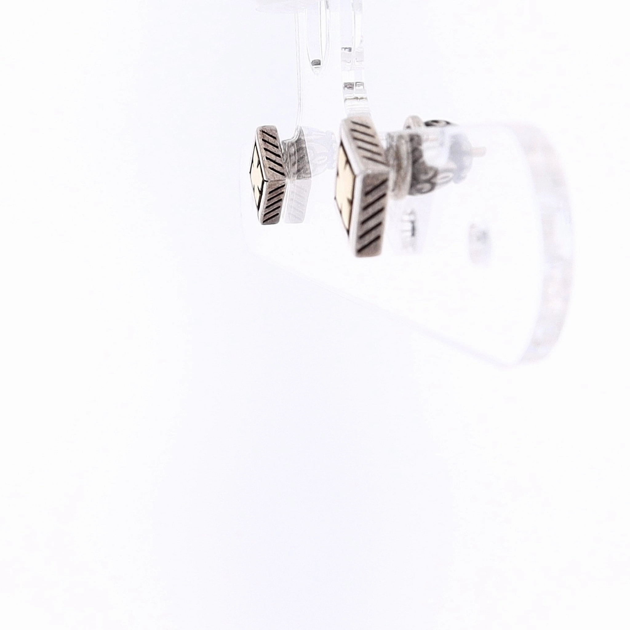 Konstantino Sterling Silver and 18 Karat Yellow Gold Square Stud Earrings