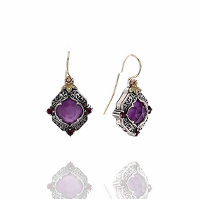 Konstantino Thalassa Collection 18k Yellow Gold Sterling Silver Pink Corundum Drop Earrings