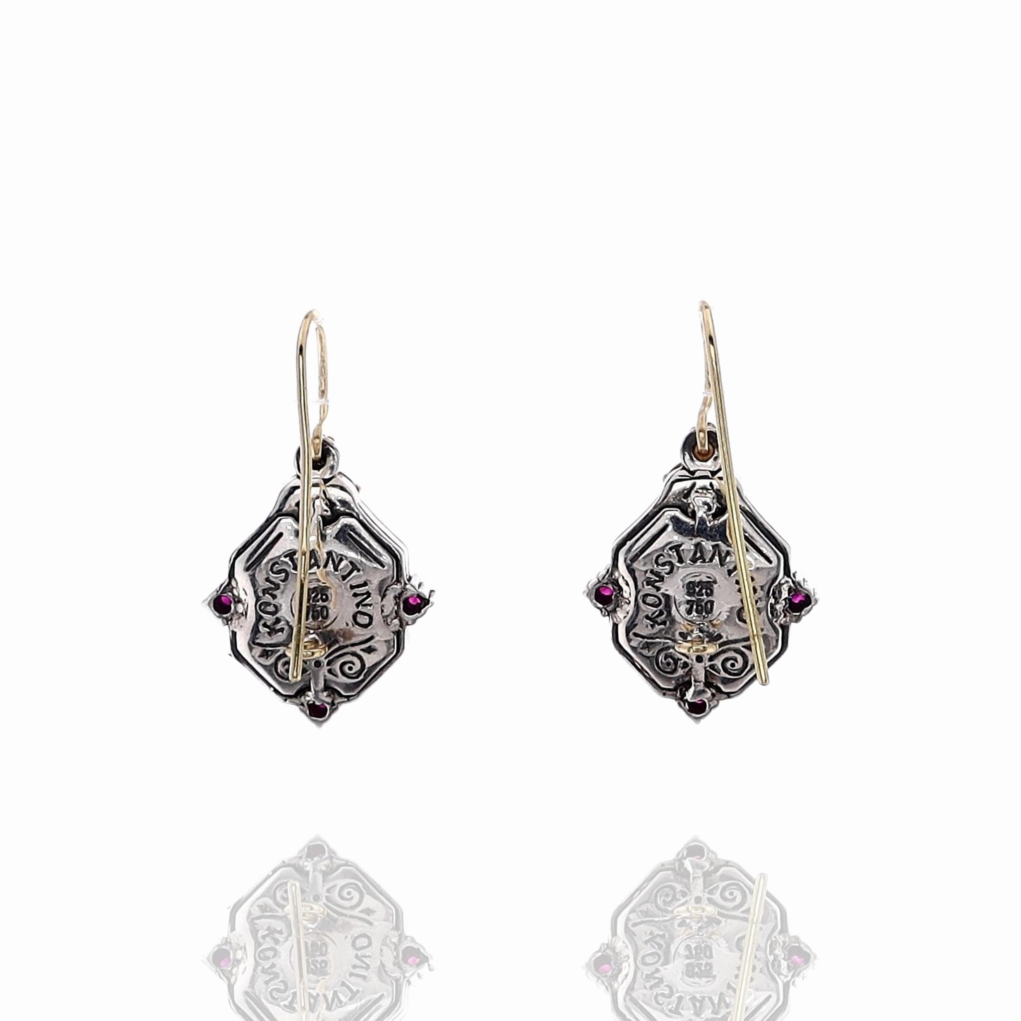 Konstantino Thalassa Collection 18k Yellow Gold Sterling Silver Pink Corundum Drop Earrings