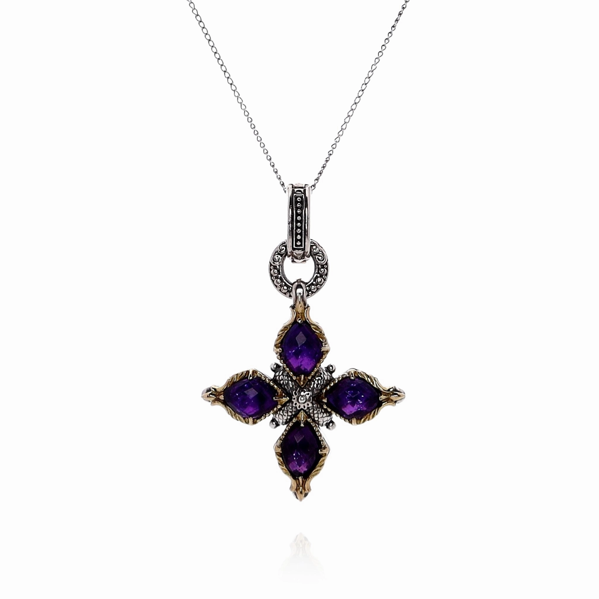 Konstantino Two-Tone Anthos Aurora Amethyst Cross Pendant *No Chain*