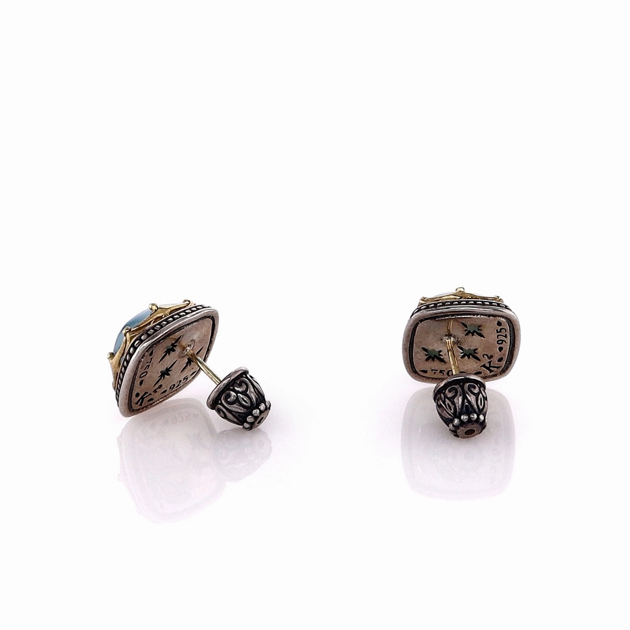 Konstantino Two-Tone Aurora Aquamarine Doublet Stud Earrings