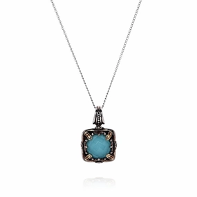 Konstantino Two-Tone Faceted Cushion Turquoise Doublet Pendant *No Chain*