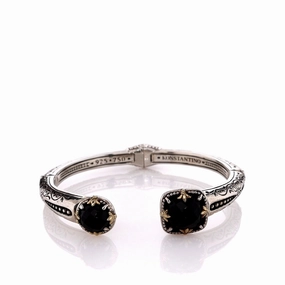 Konstantino Two-Tone Faceted Onyx Bangle Bracelet