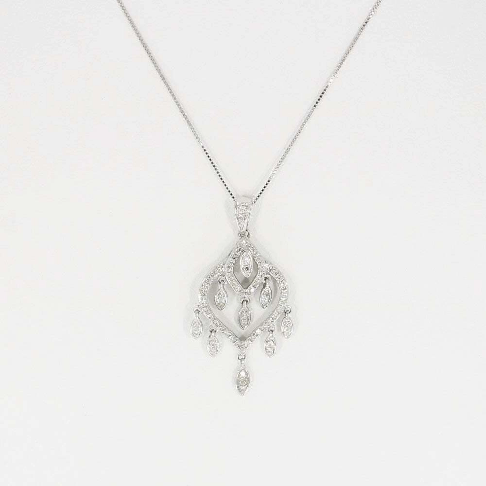 Ladies 9ct White Gold 0.62cts Diamond Pendant and Chain P51