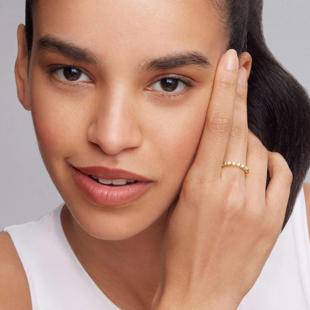 Lagos 18k Caviar Gold and Diamond Stacking Ring