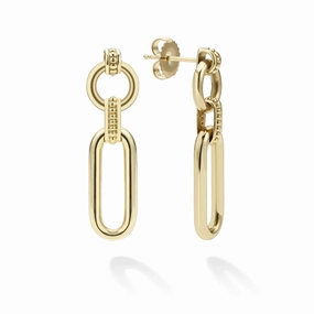 Lagos 18k Gold Signature Caviar Link Drop Earrings