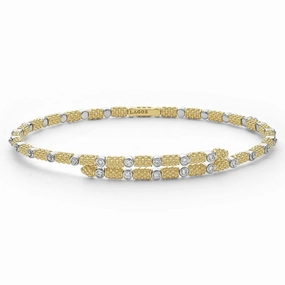 Lagos 18k Signature Caviar Gold and Diamond Superfine Cuff Bracelet