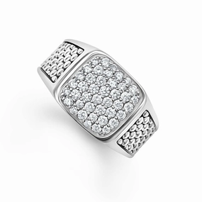 Lagos Anthem Caviar Beaded Square Diamond Ring
