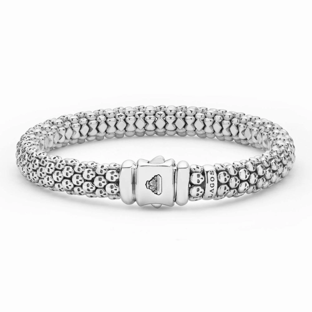 Lagos Anthem Caviar Skull Bracelet, 9mm
