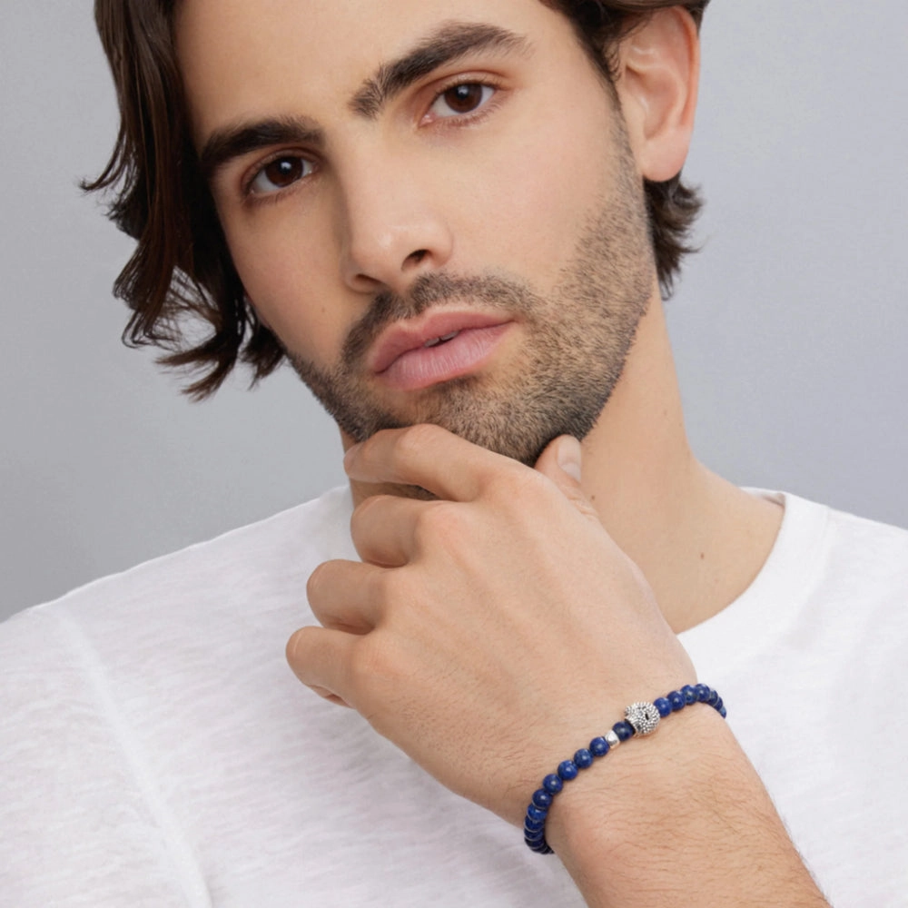 Lagos Anthem Lapis Skull Bracelet