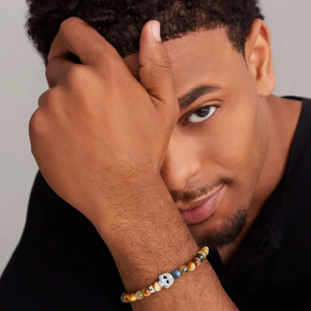 Lagos Anthem Tigereye Skull Bracelet