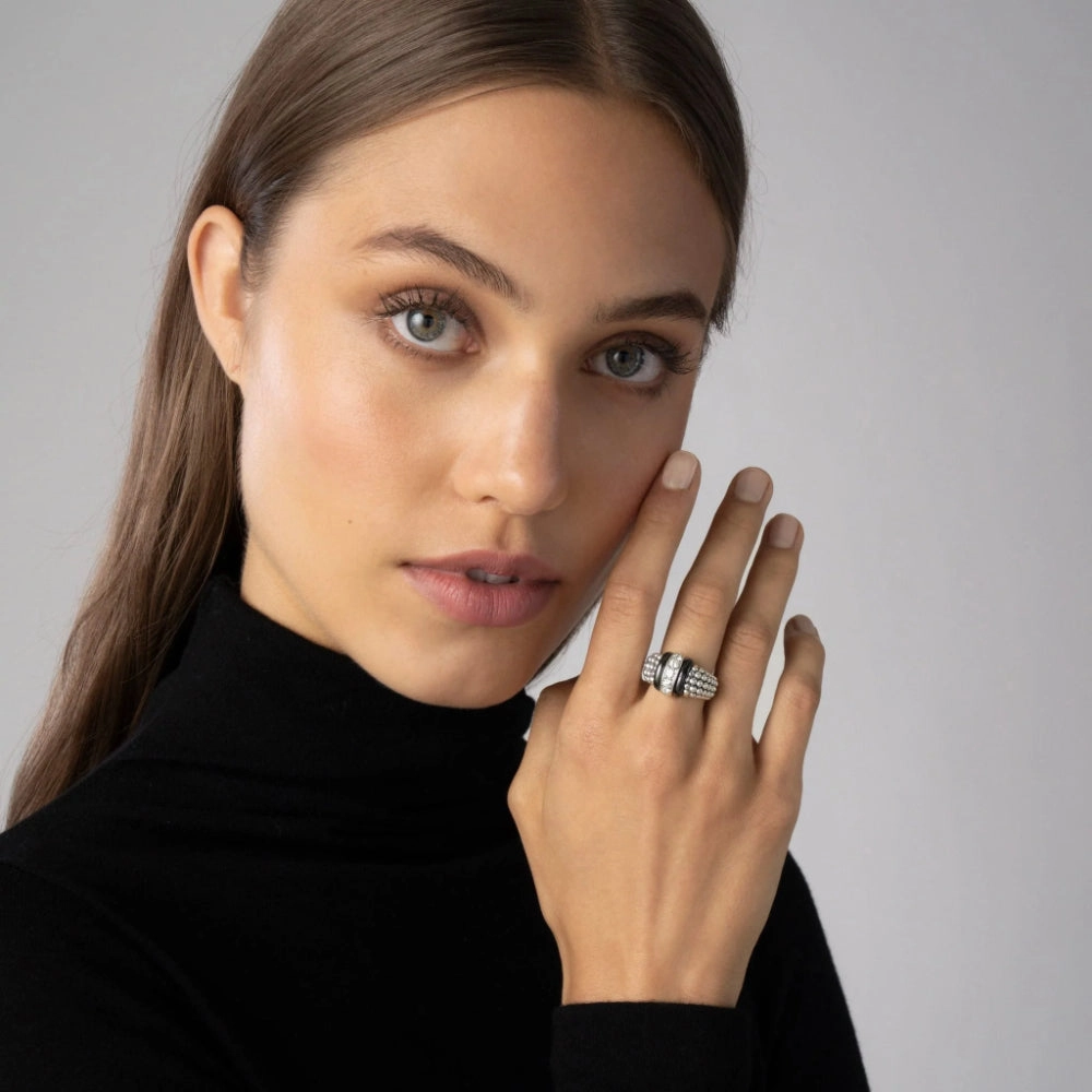 Lagos Black Caviar Ceramic Diamond Ring