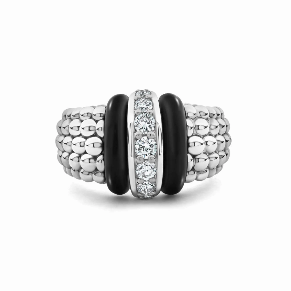 Lagos Black Caviar Ceramic Diamond Ring