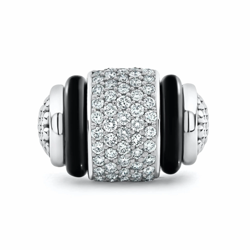 Lagos Black Caviar Diamond Ceramic Caviar Statement Ring