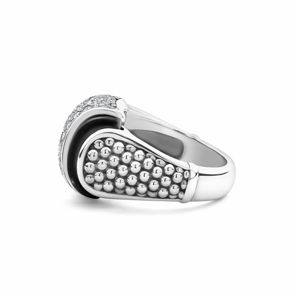 Lagos Black Caviar Diamond Ceramic Caviar Statement Ring