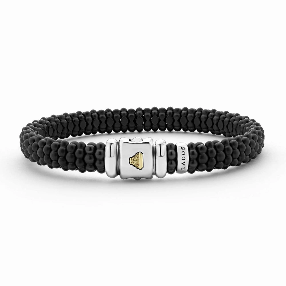 Lagos Black Caviar Matte Ceramic Beaded Bracelet, 9mm