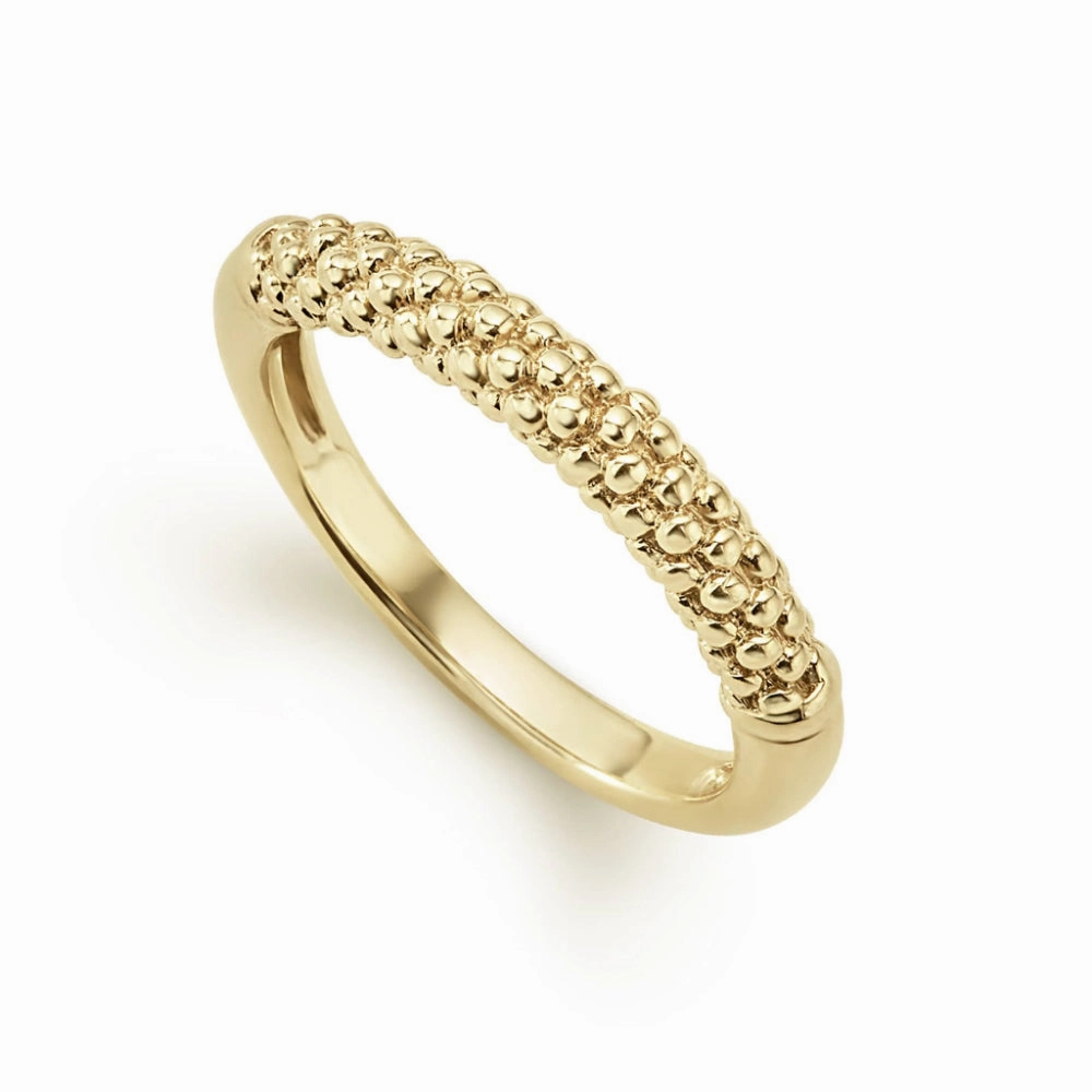 Lagos Caviar 18k Gold Beaded Stacking Ring