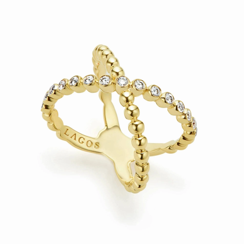 Lagos Caviar Gold 18k X Diamond Ring