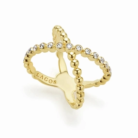 Lagos Caviar Gold 18k X Diamond Ring