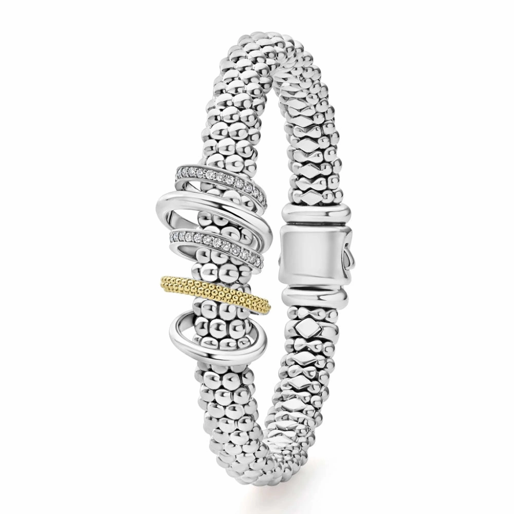 Lagos Caviar Lux Two-Tone Five Ring Diamond Bracelet
