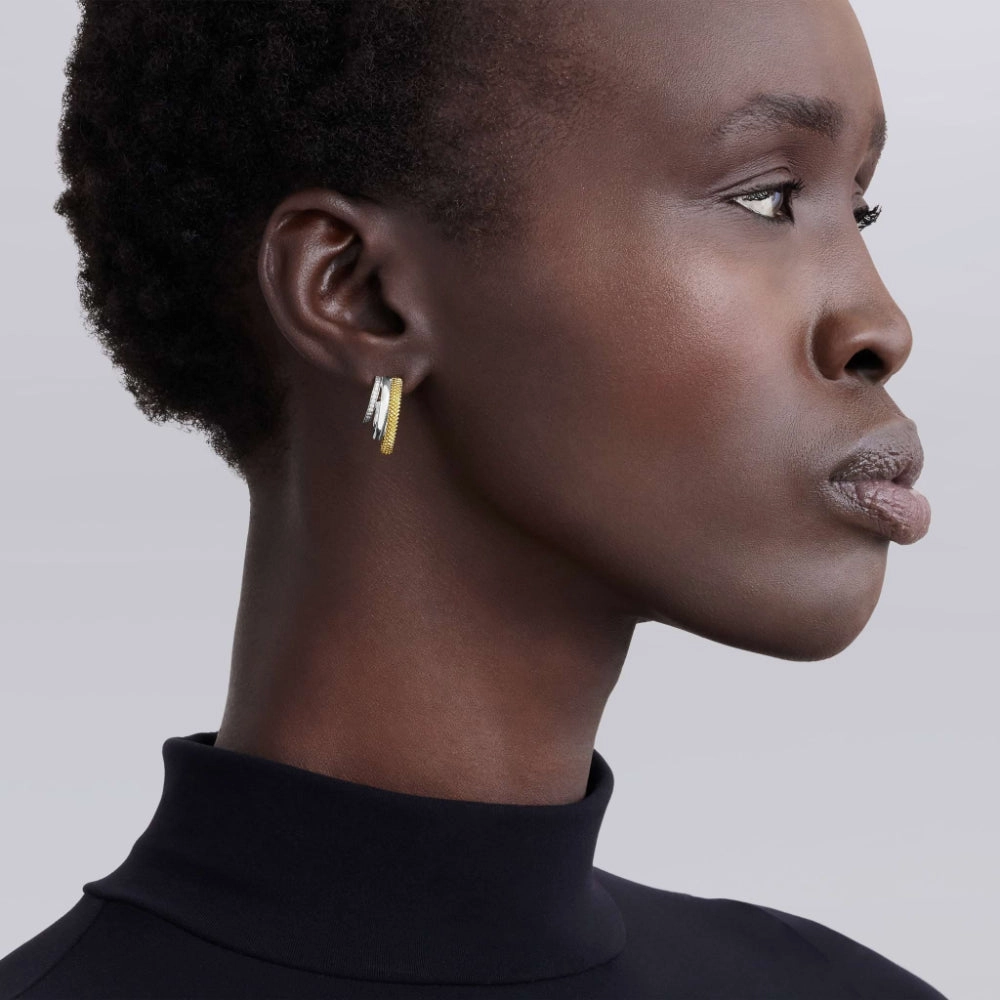 Lagos Caviar Lux Two-Tone Three Ring Diamond Hoop Earrings