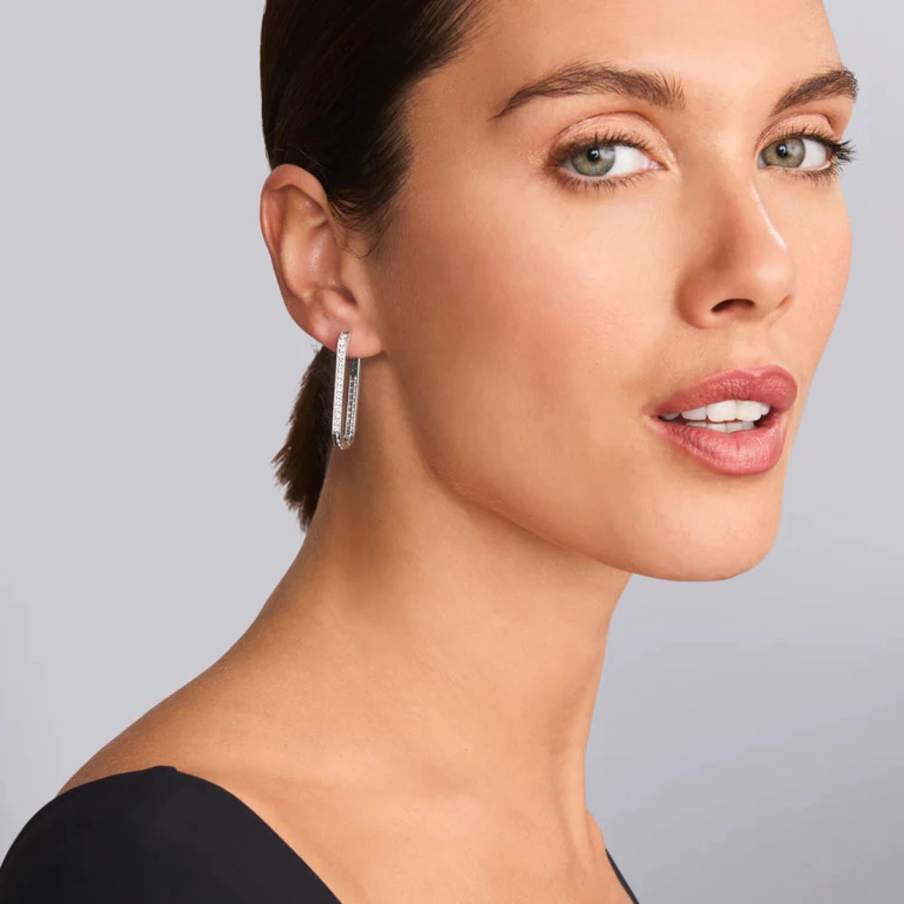 Lagos Caviar Spark Linear Diamond Hoop Earrings