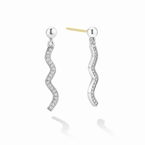 Lagos Caviar Spark Wave Diamond Drop Earrings