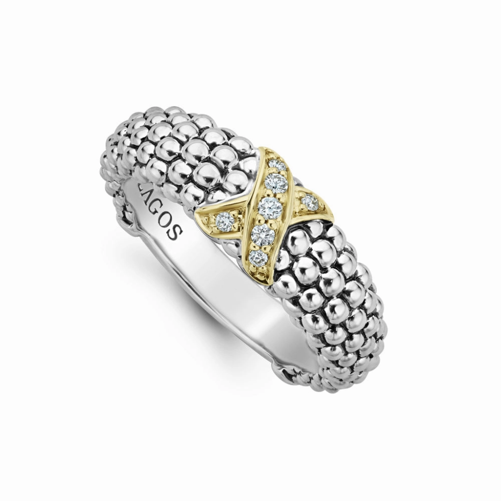 Lagos Embrace Two-Tone X Caviar Diamond Ring