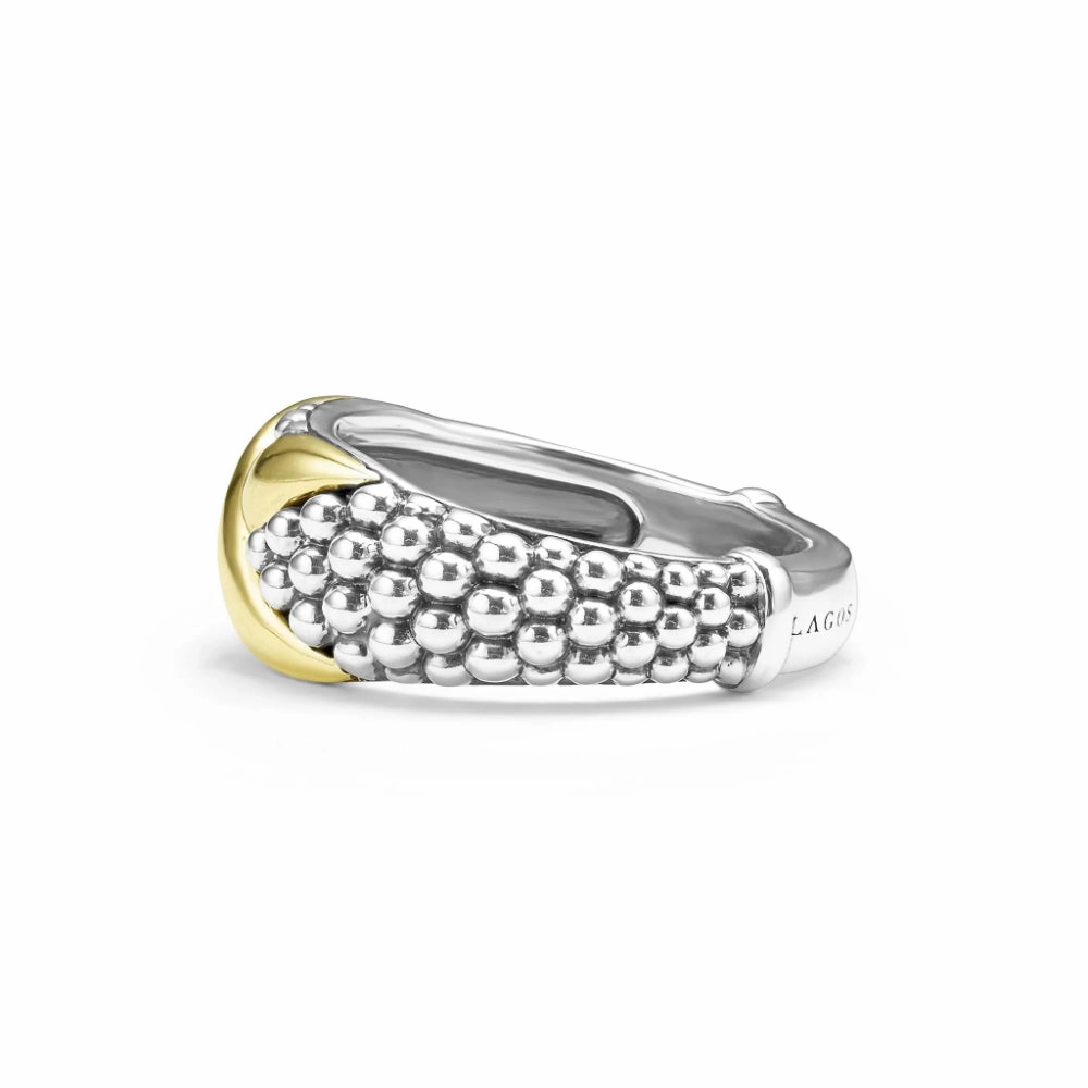 Lagos Embrace Two-Tone X Caviar Ring