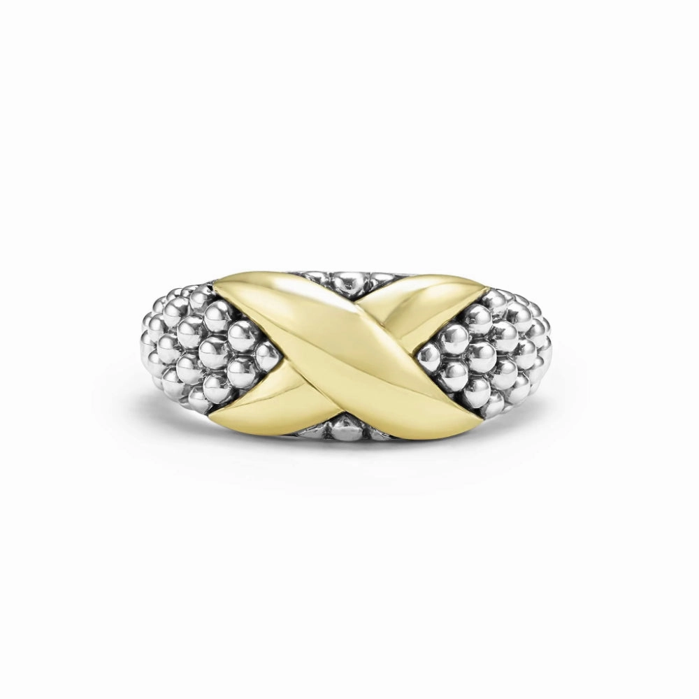 Lagos Embrace Two-Tone X Caviar Ring