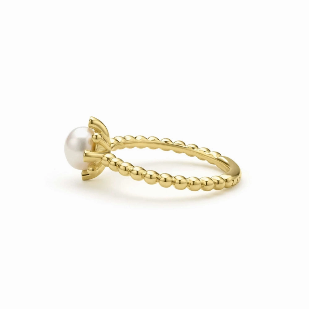 Lagos Luna 18k Gold Fleur Pearl Diamond Ring