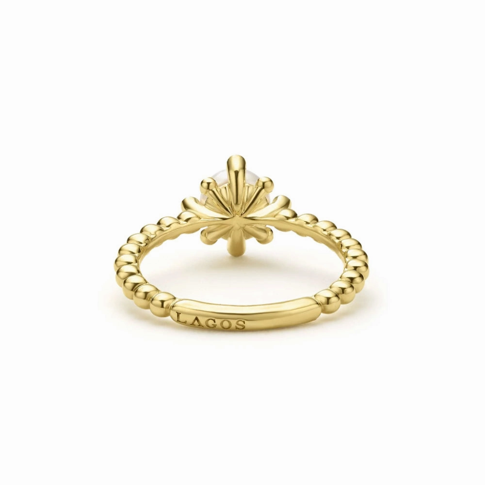 Lagos Luna 18k Gold Fleur Pearl Diamond Ring