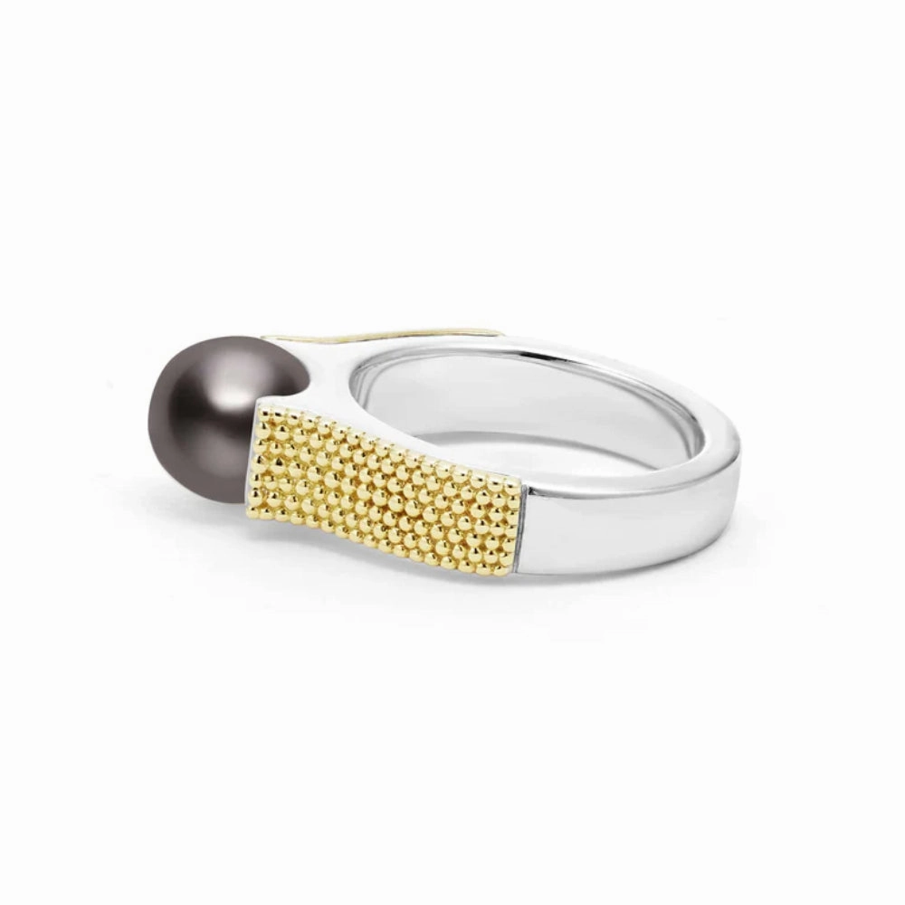Lagos Luna Two-Tone Tahitian Black Pearl Ring