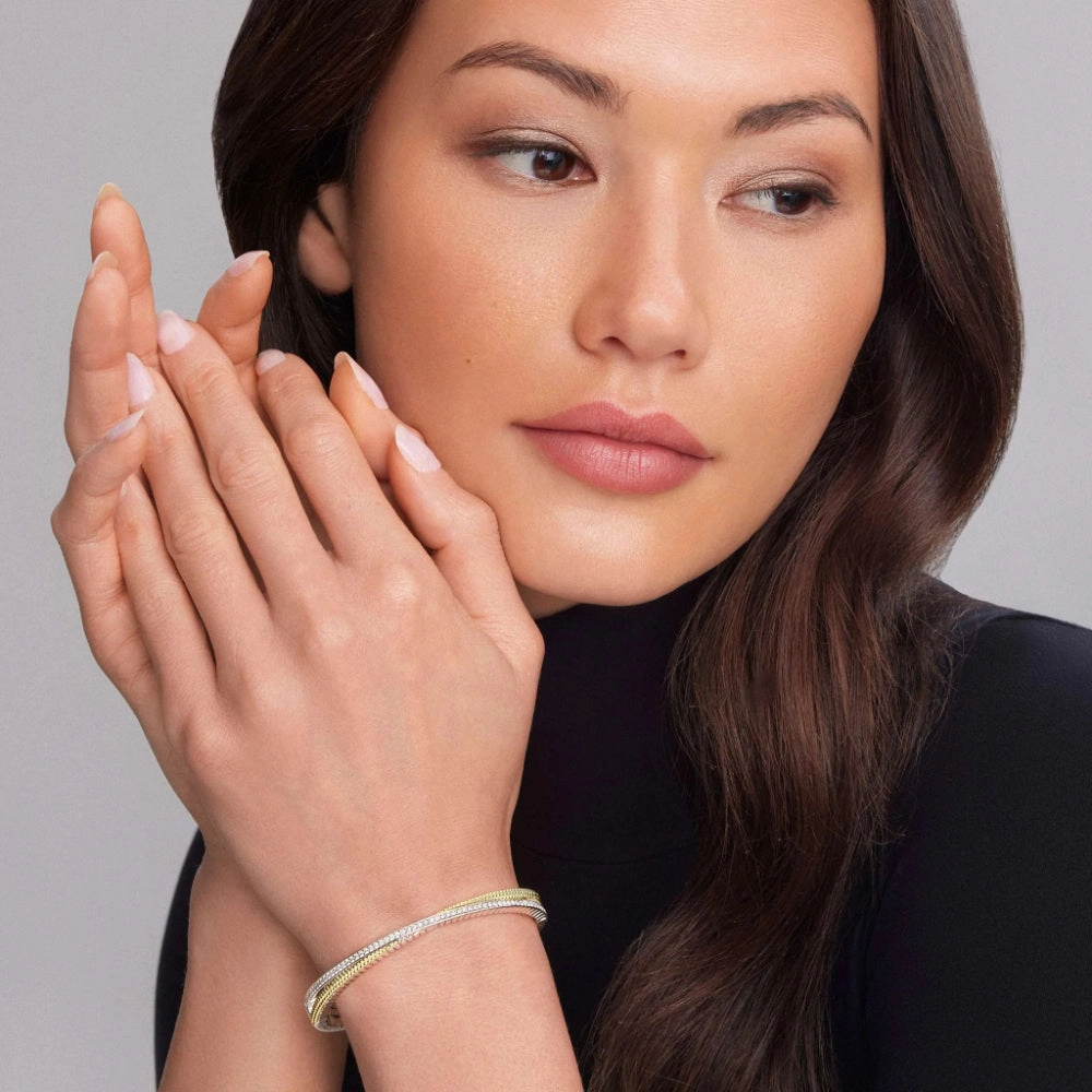 Lagos Lux 18k Gold Caviar and Diamond Bangle