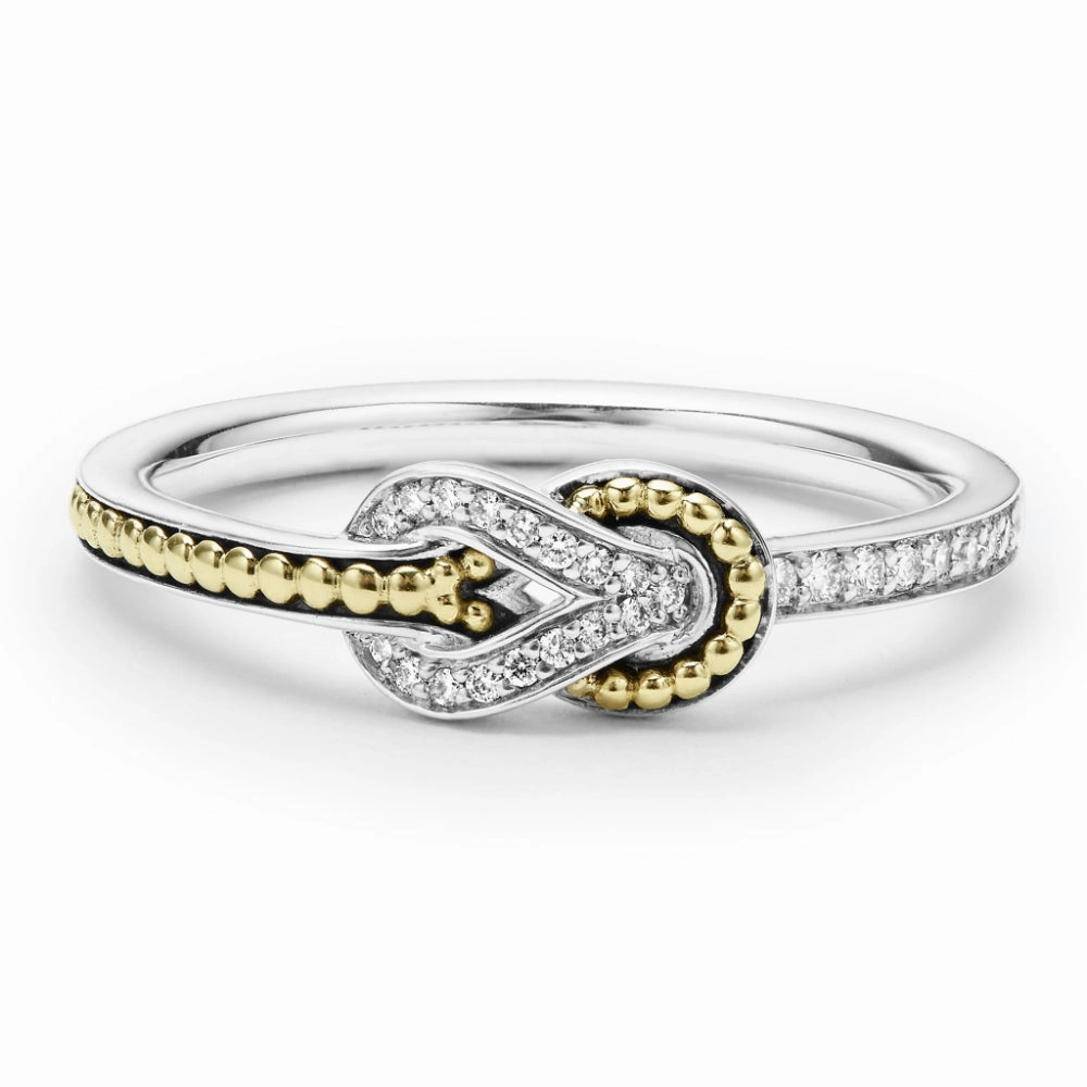 Lagos Newport Petite Two Tone Knot Diamond Ring