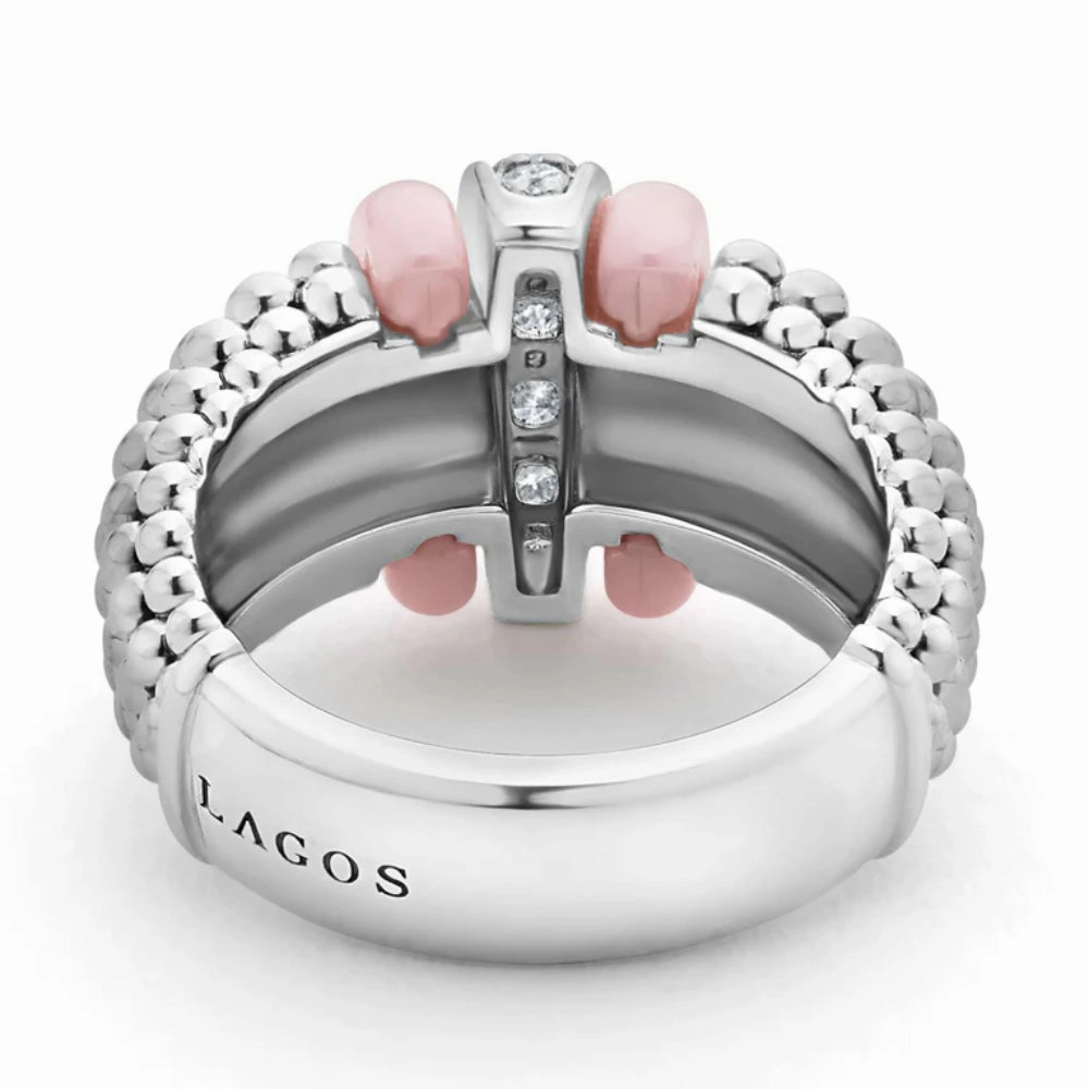 Lagos Pink Caviar Ceramic Caviar Diamond Ring