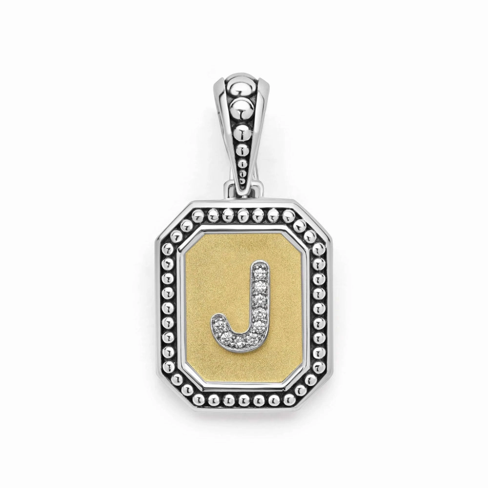 Lagos Signature Caviar Octagon Diamond Initial Pendant