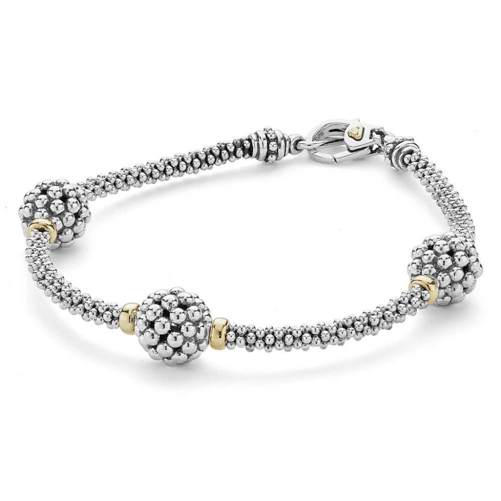 Lagos Signature Caviar Three Station Beaded Bracelet